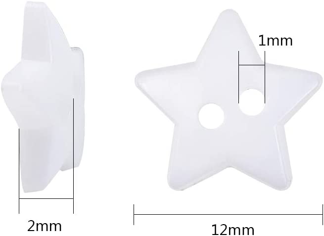 1000Pcs 12mm Acrylic Star Buttons 2 Holes in 1mm Sewing Buttons