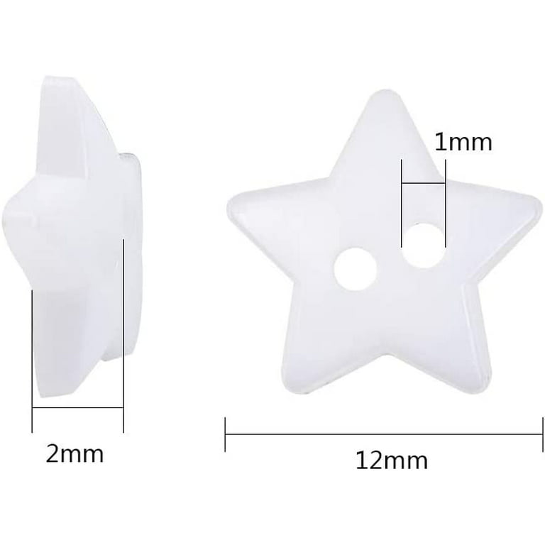 1000Pcs 12mm Acrylic Star Buttons 2 Holes in 1mm Sewing Buttons Dyed White  Knitting Buttons for Costume Design 