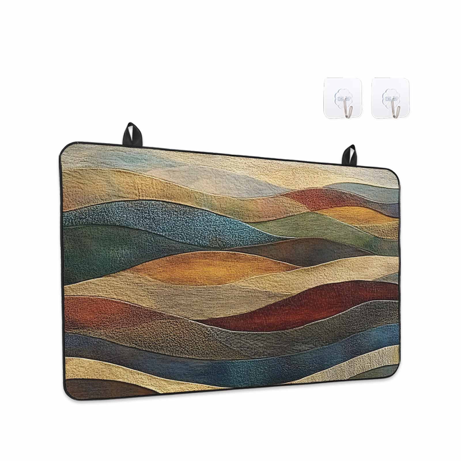 Vintage Green Blue Stove Top Cover for Electric Stove, Heat-proof & Non Slip Glass Top Stove Cover Protector, Farmhouse Retro Art Kitchen Flat Cooktop Rubber Mat 24x21 Inches