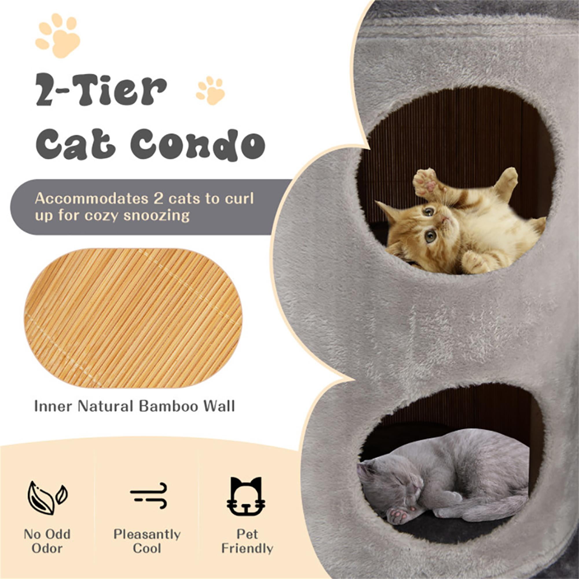Kadyn 40" Cat Tree for Indoor Cats, Plush Cat Tower with 2-Tier Cat-Hole Condo, Perch and Sisal for Kittens, Gray