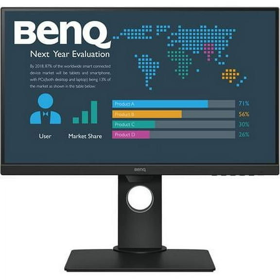 BenQ BL2480T - LED monitor - 23.8" (24" viewable) - 1920 x 1080 Full HD (1080p) @ 60 Hz - IPS - 250 cd/m�� - 1000:1 - 5 ms - HDMI, VGA, DisplayPort - speakers
