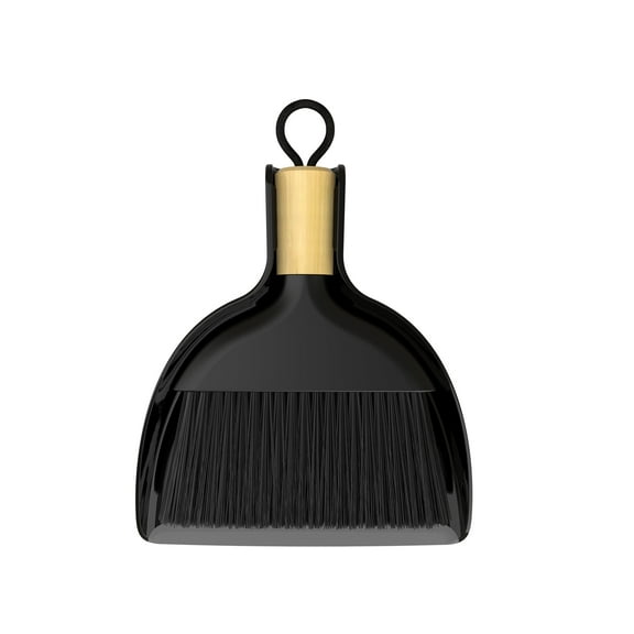 MR.SIGA Mini Dustpan and Brush Set, Portable Cleaning Brush and Dustpan Combo with Bamboo Handle, Black, 1 Set