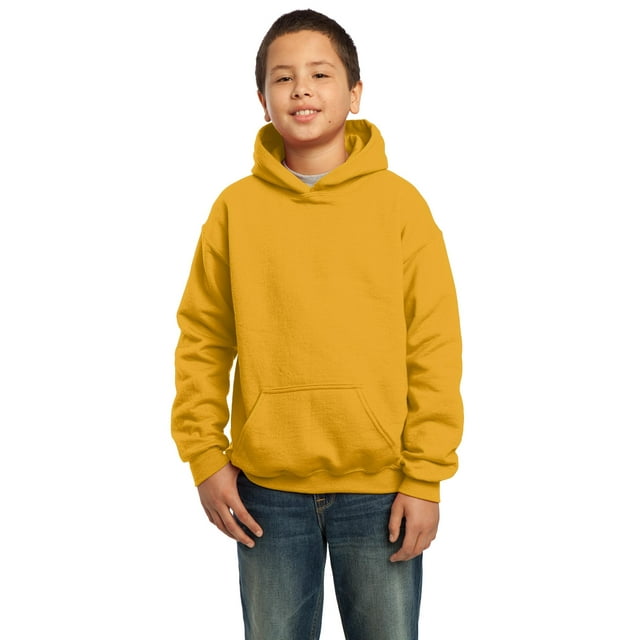 Gildan Boys Long Sleeve Front Pouch Pocket Hooded Sweatshirt. 18500B
