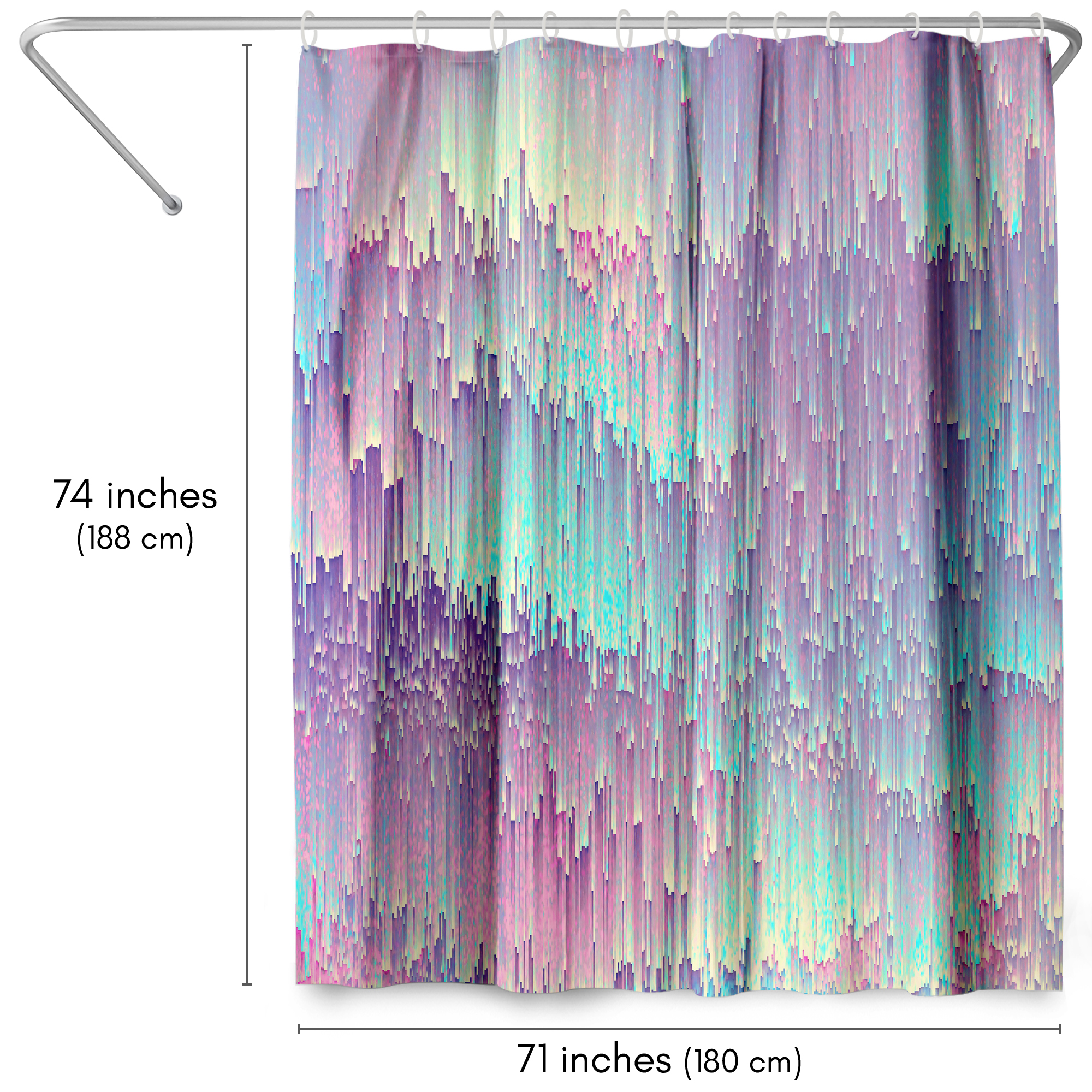 Americanflat 71" x 74" Shower Curtain, Iridescent Glitches by Emanuela Carratoni