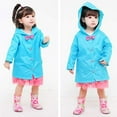 thumbnail image 4 of yinguo kids hooded button down long jacket bow rainwear lightweight raincoat blue l, 4 of 6