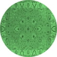 thumbnail image 1 of Ahgly Company Indoor Round Oriental Emerald Green Traditional Area Rugs, 5' Round, 1 of 4