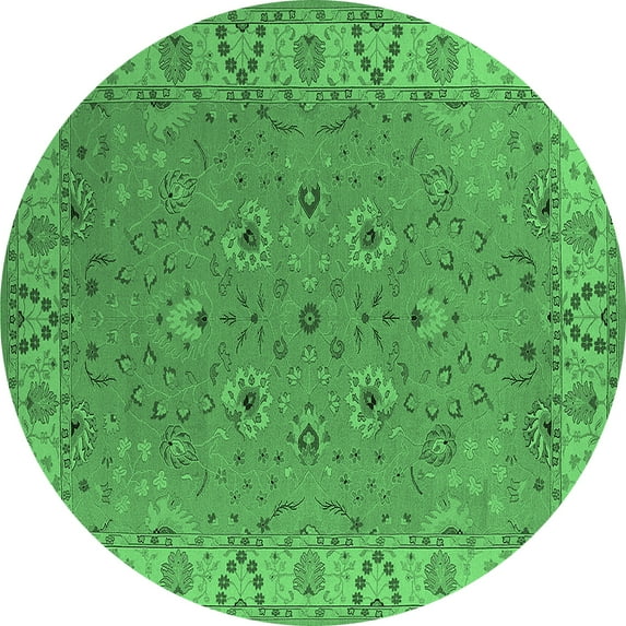 Ahgly Company Indoor Round Oriental Emerald Green Traditional Area Rugs, 5' Round