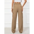 thumbnail image 7 of Chiclily High Waist Stretch Cargo Pants Brown 2XL Women Casual Baggy Multiple Pockets Relaxed Fit Straight Wide Leg Pants, 7 of 7
