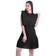 thumbnail image 2 of Moomaya Womens Ruffle Sleeve A,Line Schiffli Dress Solid Designer Party Dress, 2 of 7