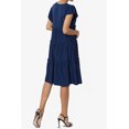 thumbnail image 4 of TheMoogan Women's Flutter Ruffle Cap Sleeve Tiered Jersey Babydoll A-Line Midi Day Dress, 4 of 6