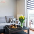 thumbnail image 3 of Decorative Wooden Ottoman Tray with Handles (Blackwash) - "Trellis" Farmhouse Tray for Coffee Table, Wood Serving Tray for Breakfast in Bed, Mango Wood Decorative Tray with Felt Pads, 19"x19"x2.5", 3 of 7