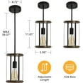 thumbnail image 2 of Hassch Farmhouse Pendant Light, Metal Hanging Light Fixture with Wooden Grain Finish, 39 Inch Adjustable Pipes for Flat Ceiling, Kitchen Island, Bedroom, Dining Hall, E26 Base (1 Pack), 2 of 10