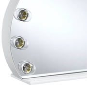 white finish accent mirror contemporary hollywood style vanity mirror metal wood frame bulbs not included