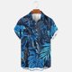 thumbnail image 4 of Mens Casual Manga Corta Botón Abajo Camisas Impresas Bolsillo Botón Turndown Cuello Top Blusa Camisa, 4 of 6