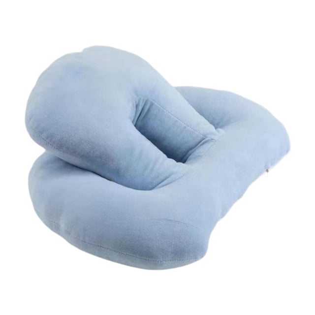 Almohada para dormir de oficina, almohada de viaje con orificio de ventilación, cómoda y suave almohada para dormir, viajar, casa Azul claro