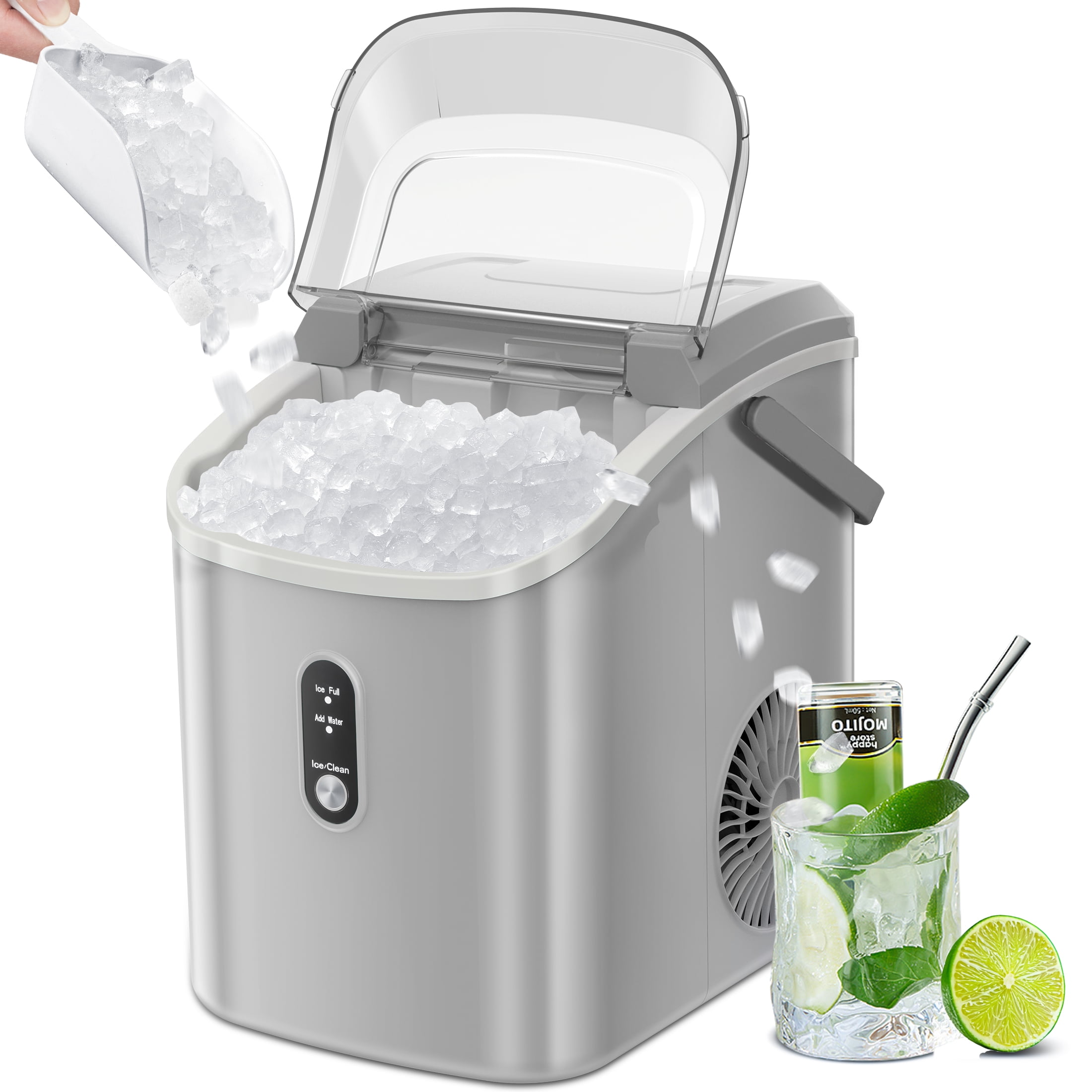  Kismile Nugget Ice Makers Countertop,Portable Ice Maker Machine  with Crushed Ice, 35lbs/Day,One-Click Operation,Self-Cleaning Countertop  ice machine,Pellet Ice Maker Countertop for Home/Kitchen/Office : Appliances