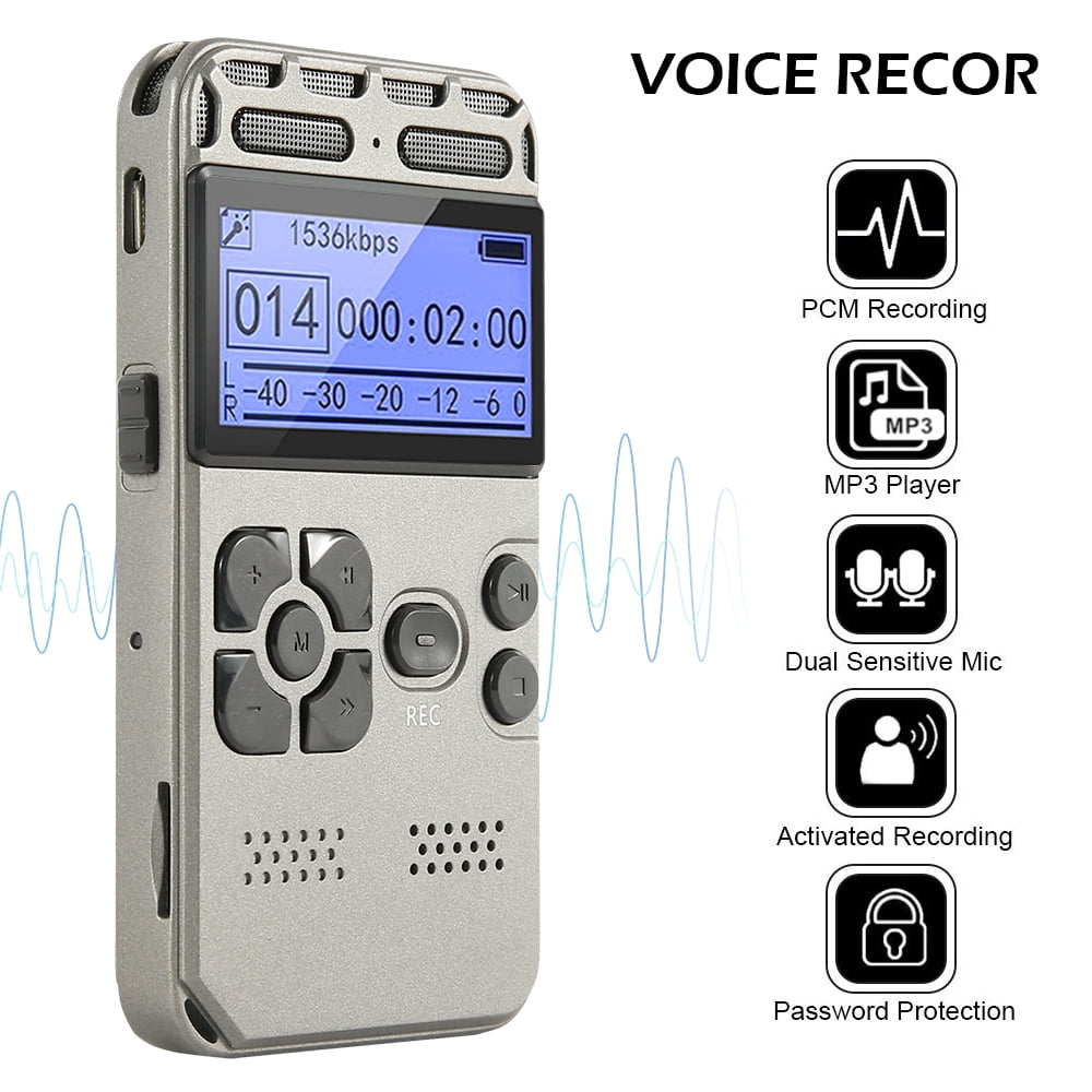 Digital Mini Voice Activated Recorder Pen 128GB Dictaphones Storage Stereo MP3 