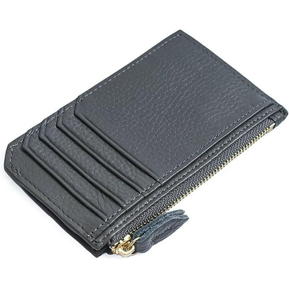 HMSHA Small Wallet for Women Minimalist Pebbled Leather Card Holder Slim RFID Blocking Keychain Wallet with Zipper Pocket