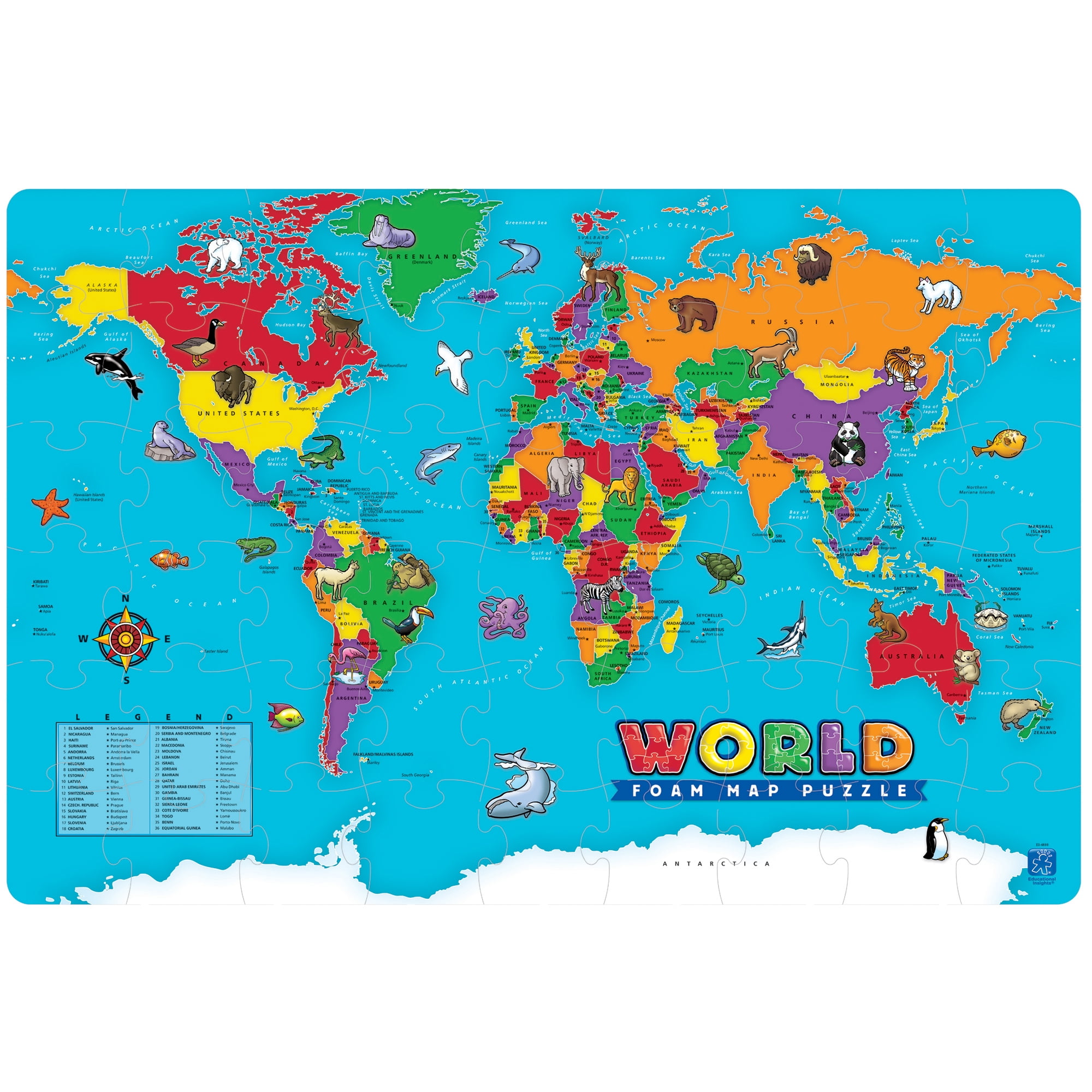 Learning Resources, World Foam Map Puzzle, 54 Extra-Soft Pieces, 3