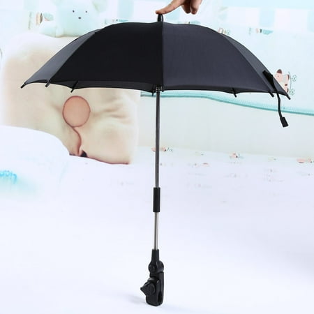 Baby strollers Umbrella, Wheelchair Pushchair Baby Stroller Umbrella Stand Holder 360 Degrees Adjustable Parasol UV Rays Rain Sun Canopy (Black)