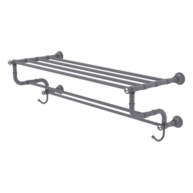 Carolina Crystal Collection 36-in Towel Shelf with Double Towel Bar in Matte Gray
