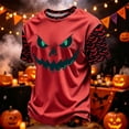 thumbnail image 5 of Big and Tall Halloween Tshirt for Men Casual Pumpkin Print Tee for Wear with Short Sleeves and Halloween Graphic Top Men’s T Shirt Red 5XL, 5 of 7