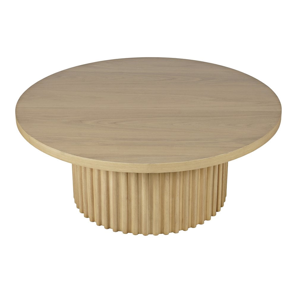 Jofran 40" Round Mid-Century Modern Fluted Pedestal Base Coffee Table