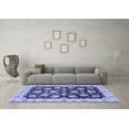 thumbnail image 3 of Ahgly Company Machine Washable Indoor Square Oriental Blue Traditional Area Rugs, 7' Square, 3 of 4