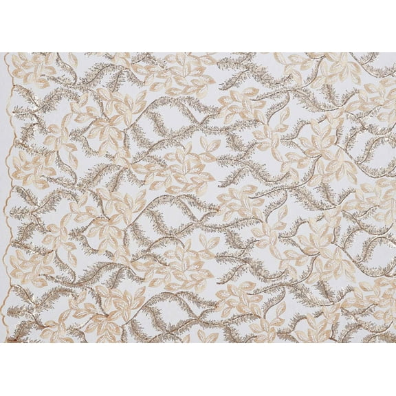 Zelouf Odette Sequin Embroidery Lace , Sewing, DIY, Crafts Fabric by the Yard, Gold Combo, 3 Yard