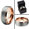 thumbnail image 4 of Tungsten Horoscope Aquarius Band Ring 8mm Men Women Comfort Fit 18k Rose Gold Step Bevel Edge Brushed Polished, 4 of 4