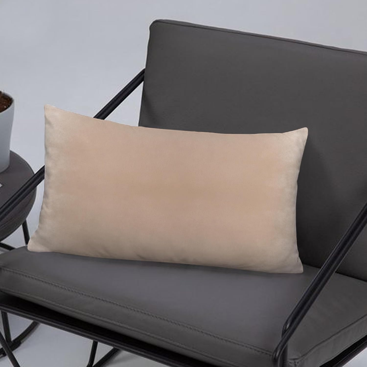 A1HC Set of 2 Luxurious Soft Velvet Throw Pillow Covers Only, 12"x20", Khaki, Decorative Cushion Covers with Hidden YKK Zipper for Sofa or Bed