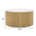 thumbnail image 5 of Benjara Cid Jolie 32" Coffee Table- White Marble Top- Brown Mango Drum Base, 5 of 6