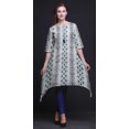 thumbnail image 3 of Bimba Blue Ikat Shibori Indian Tunic Tops For Girls Printed Casual Top For Women Ethnic Kurti Large, 3 of 6