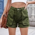thumbnail image 4 of Womens Summer Jean Shorts Casual Pull on Elastic Waist Denim Shorts with Pockets Army Green XXL, 4 of 9