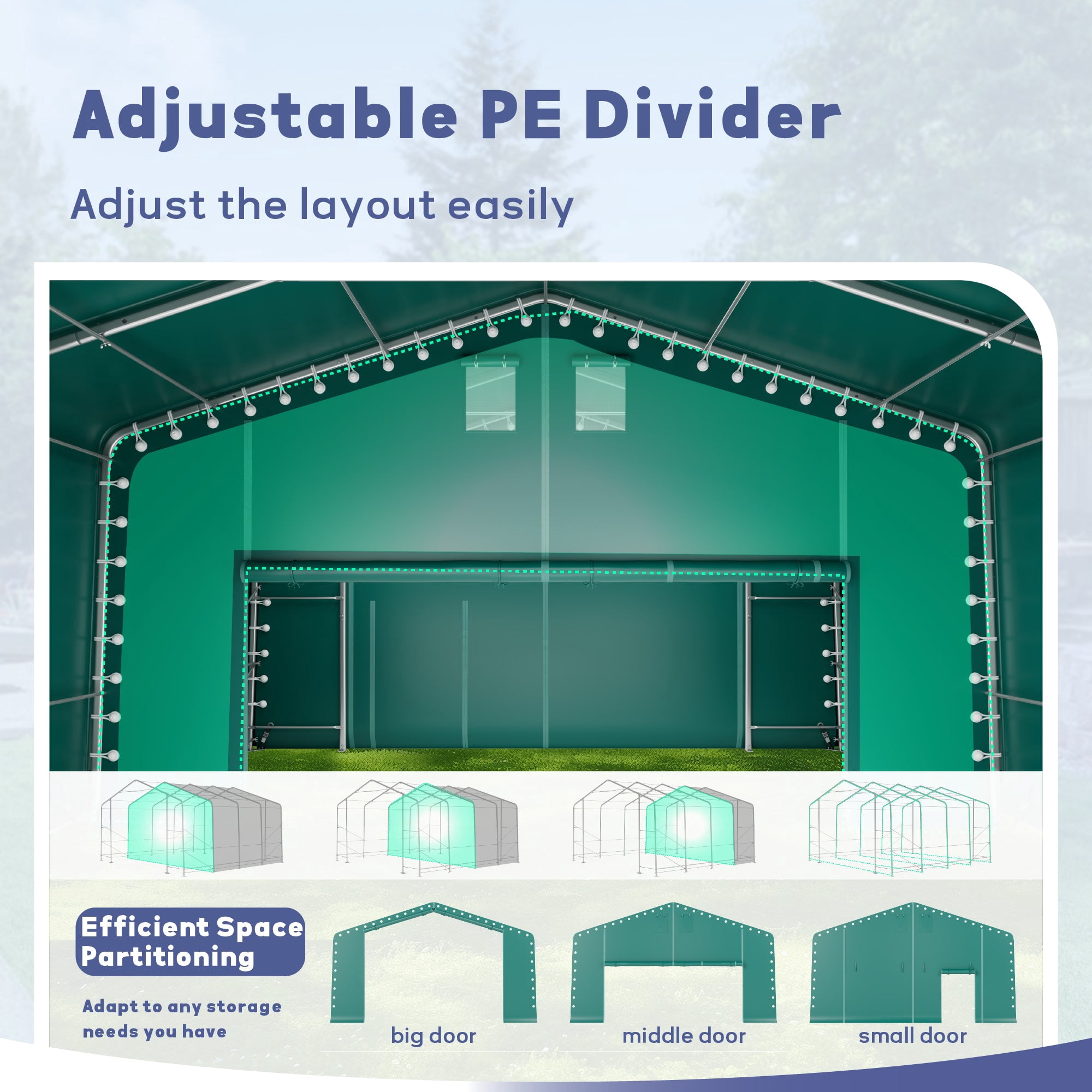 20 x 20 x 11.8 FT Outdoor Green Portable Carport with All-Weather Canopy, Multiple Use Outdoor Storage Shelter Shed