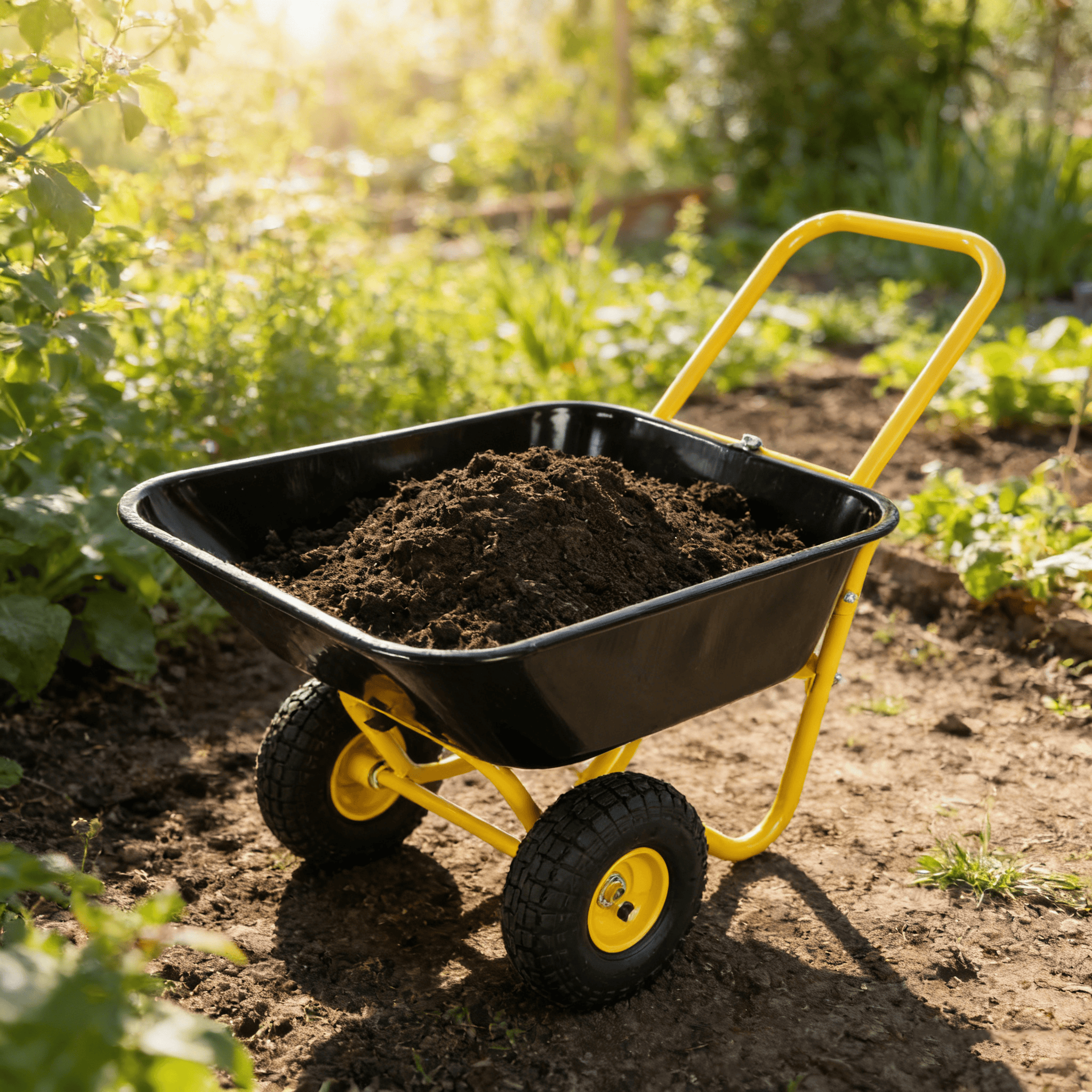 35L Two-Wheeled Garden Cart Wheelbarrow 10 Inch Pneumatic Tires Leakproof Heavy Duty Utility Wheel Barrow for Garden Warehouse Outdoor