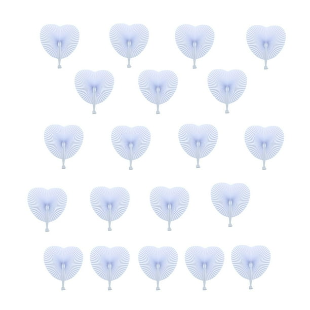 20 abanicos de papel blanco de mano para celebraciones, cumpleaños y manualidades. Corazón