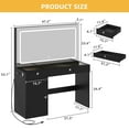 thumbnail image 5 of DWVO Makeup Vanity Table with LED Lighted Mirror & Power Outlet, Modern Vanity Desk with Drawers & Cabinet , Bedroom Dressing Vanity, Black, 5 of 13