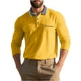 thumbnail image 2 of Zimjoy Men Long Sleeve Shirts Casual Quick Dry Performance Collared Shirt Big and Tall Henley Shirts Lightweight Button Down Spring Collared Polo Shirt with Pocket, Yellow 3XL, 2 of 6