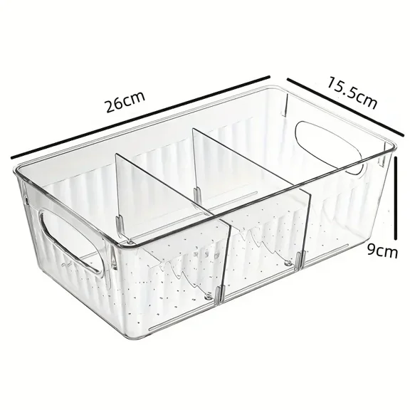 New Kitchen Refrigerator Organizer Bin Clear Pantry Organizer Plastic Food Storage Fridge Storage Box with Divider Freezer