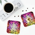 thumbnail image 4 of Lsque Colorful Tie Dye Stained Glass 3 Pattern 4" Drink Coasters Set of 4, PVC Leather Absorbent Coasters, Table Coaster Set Decorative Coffee Cup Coasters Housewarming Gift -Square, 4 of 6