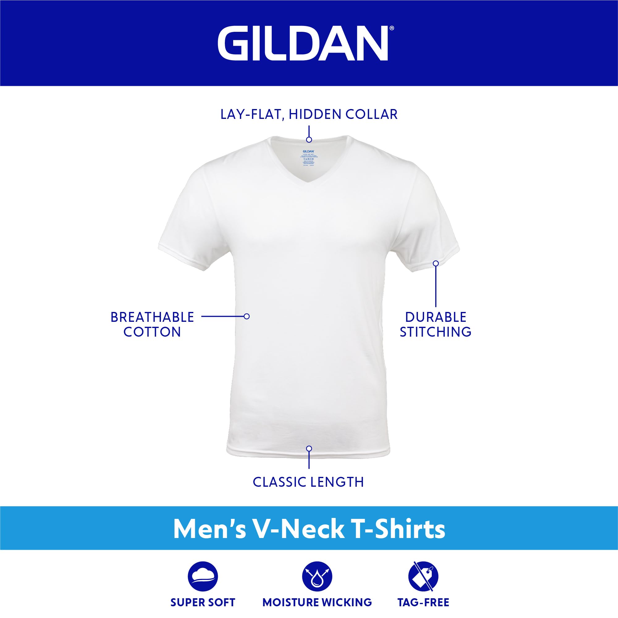 Gildan Men's V-Neck T-Shirt, 12-Pack, White photo 3