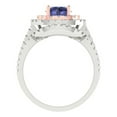 thumbnail image 4 of 1.8 ct Brilliant Round Cut Tanzanite 14k White/Rose Gold Halo Solitaire with Accents Engagement Bridal Wedding Ring Band Set size 7, 4 of 7