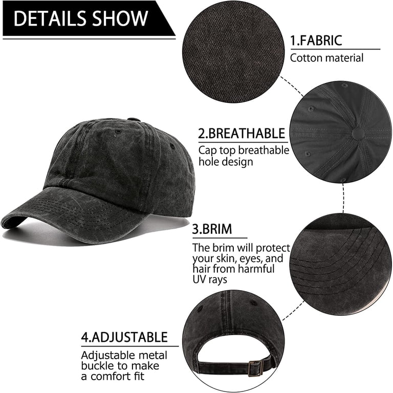 Unisex Vintage Baseball Cap Washed Distressed Plain Blank 
