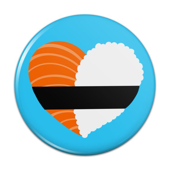 Japanese Salmon Sushi and Rice Heart Pinback Button Pin