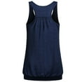 thumbnail image 2 of Women Summer Tops Womens Sleeveless Round Neck Wrinkled Loose Racerback Workout Tank Top Blouse Undershirts Women Yoga Bra Band Size Bedroom Bra30 Compression Shirts Long Nonslip Band Girls Navy S, 2 of 2