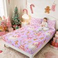 thumbnail image 3 of Manfei Santa King Sheets Christmas Bedding, Rust Cream 4pcs (1 Flat Sheet, 1 Fitted Sheet and 2 Pillowcases), 3 of 6