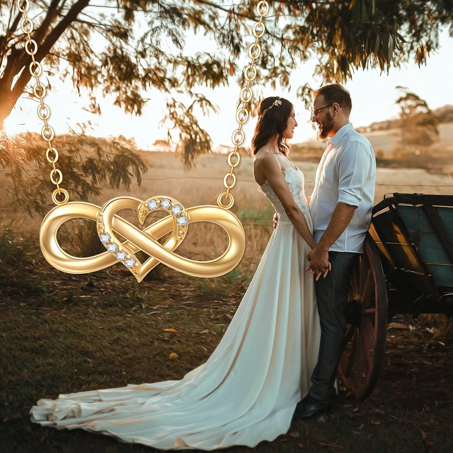 14K Solid Gold Heart Infinity Pendant Necklace for Women, Real Yellow Gold Love Jewelry Anniversary Birthday Gifts for Her, Wife, Mom 18inch