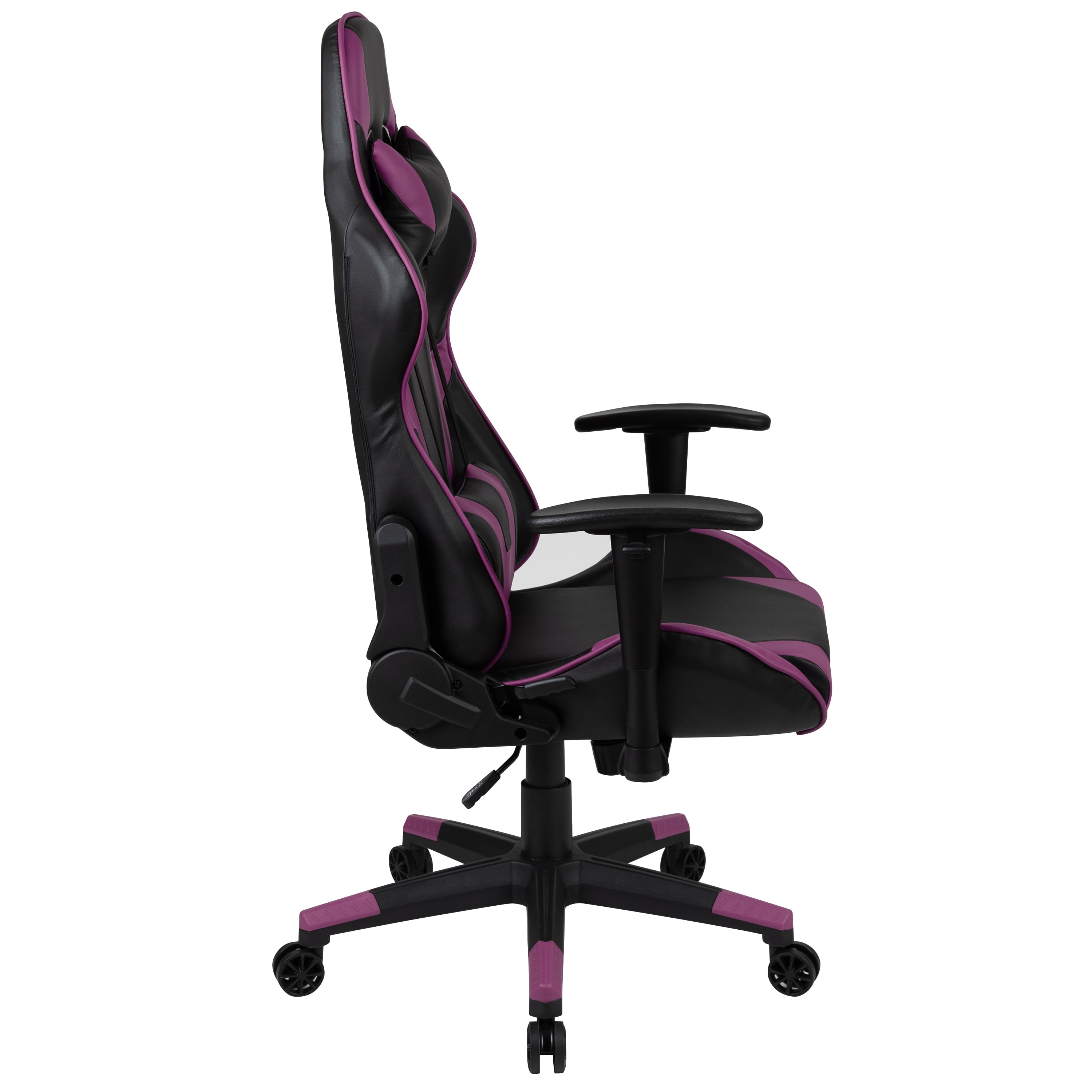 BlackArc High Reclining Gaming Chair in Black & Purple Faux Leather -Height Adjustable - Headrest & Support Pillows - Walmart.com