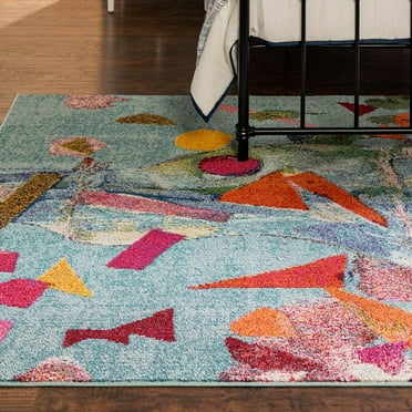Unique Loom Vivid Collection Area Rug - Lucknow (9' 10" x 14' Rectangle Aqua/Blue)